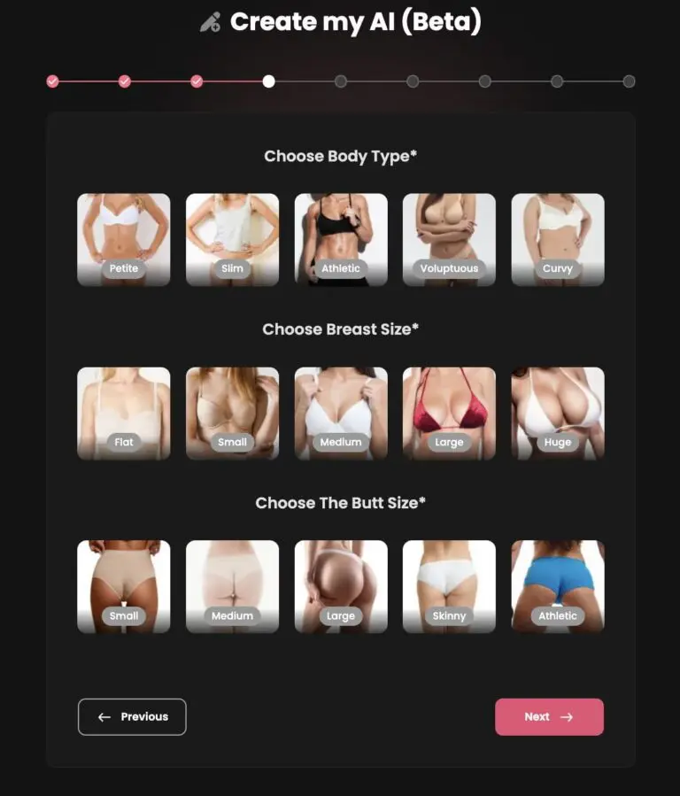 4. Select Body Type, Breast, and Butt Size