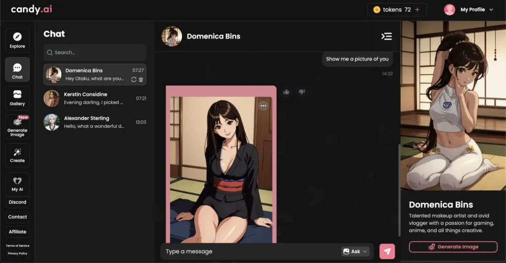 Features Available on Candy AI | Voice Conversations, Erotic Talk, and Photo Requests Possible