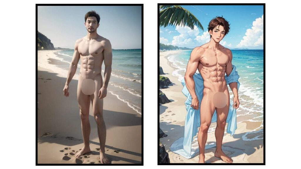 Male Nude/Erotic Anime Images Generated by AnimeGenius