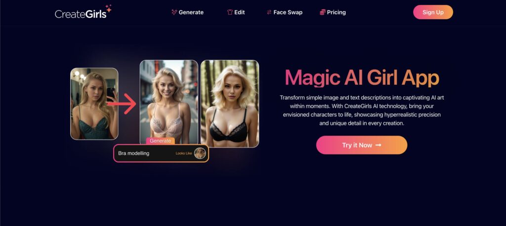 CreateGirls | 图像生成与衣物移除的完美 AI 工具