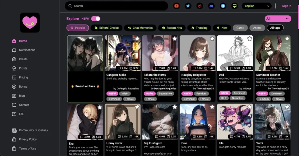 4. Crushon AI | 专门从事NSFW的AI男友应用程序
