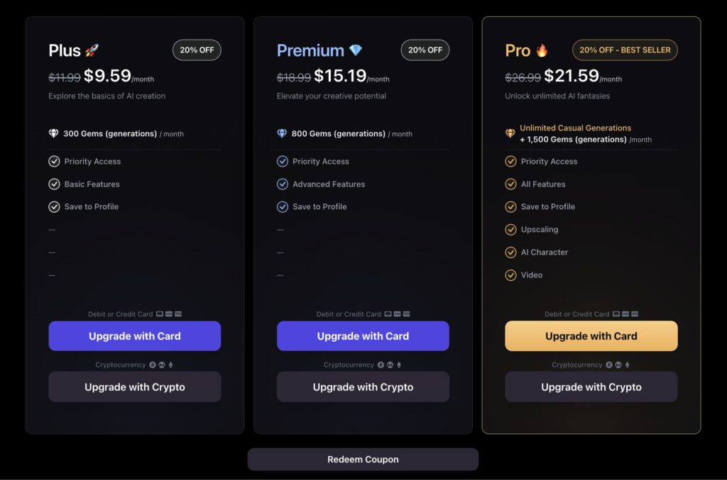 选择Pro会员计划